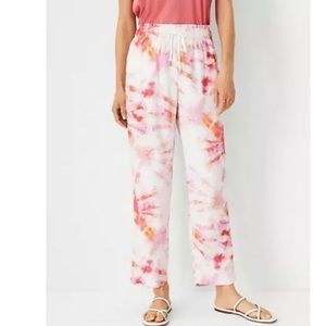 NWT Ann Taylor Tie Dye Boho Festival Straight Ankle Joggers Pants Medium M Pink